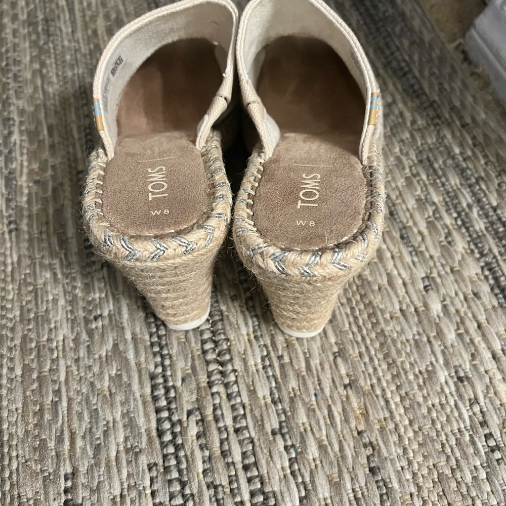 Toms Beige Espadrille Wedge Slides - Picture 3 of 6